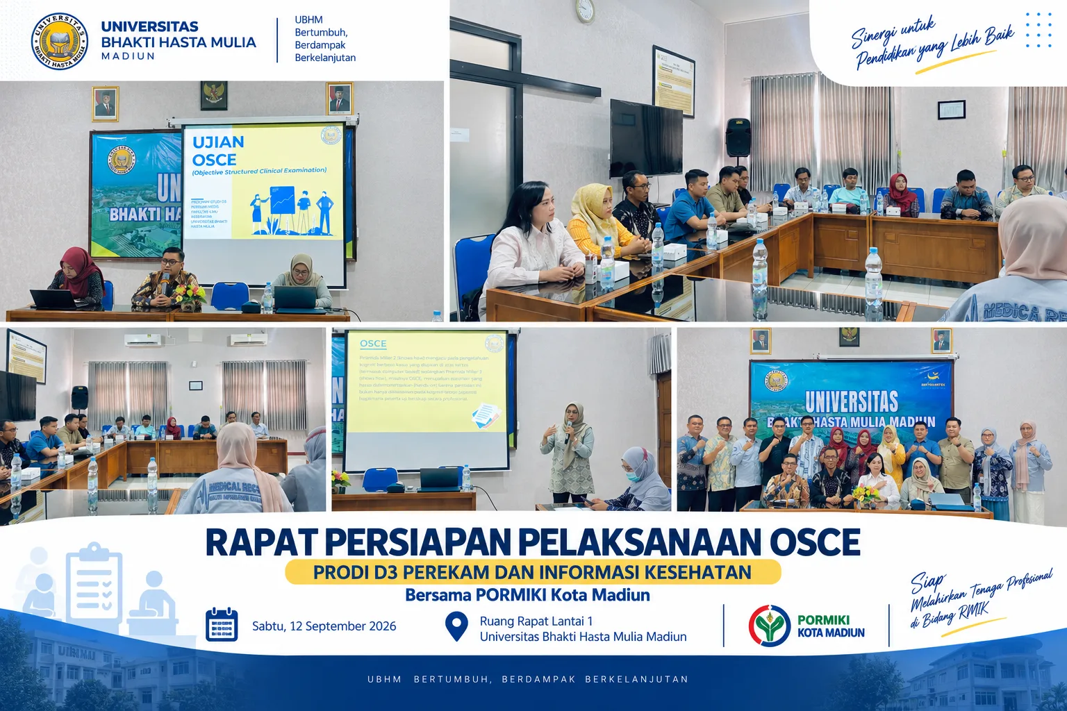 Prodi D3 Perekam dan Informasi Kesehatan UBHM Gelar Rapat Persiapan OSCE Bersama PORMIKI Kota Madiun
