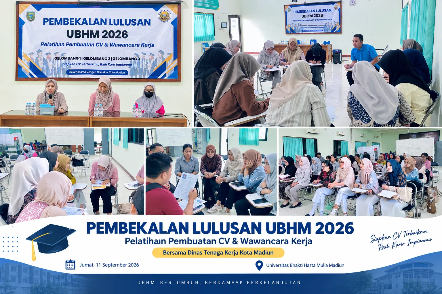 Siapkan Lulusan Hadapi Dunia Kerja, UBHM Gelar Pelatihan Pembuatan CV dan Wawancara Bersama Disnaker Kota Madiun